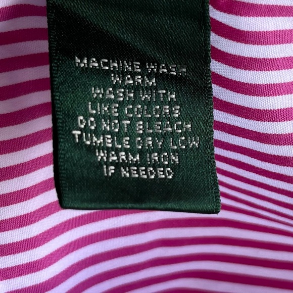 •Lauren Ralph Lauren• Pink Striped Ruffle Sleeveless Blouse - Size 12P - Picture 6 of 7